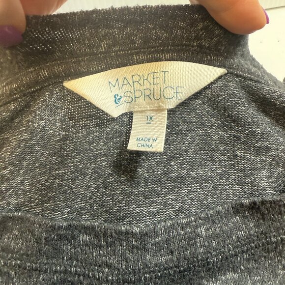 Market & Spruce Gray (Grey) Knit Top Women’s 1X – Plus Size Sweater-Lightweight - Picture 5 of 6
